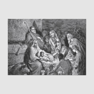 Papier Mousseline Illustrated Christmas Nativity Scene