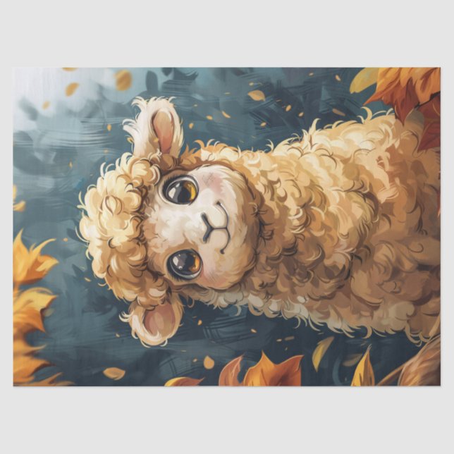 Papier Mousseline Illustration d'automne de l'agneau mou Découpage (Recto)