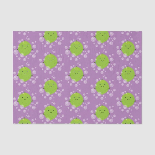 Papier Mousseline Illustration de bulles de chaux vert mou (Recto)