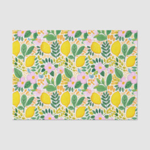 Papier Mousseline Illustration de citrons avec Découpage Feuille ver