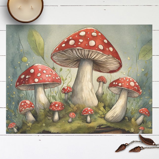 Papier Mousseline Illustration de découpage de champignons rouges lu (Créateur téléchargé)