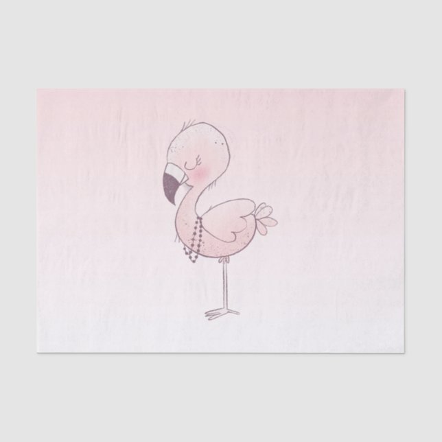Papier Mousseline Illustration de Flamant rose rose mou (Recto)