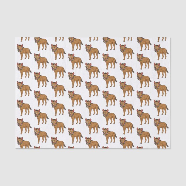 Papier Mousseline Illustration de Hyena et de fleurs (Recto)