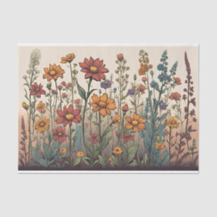 Papier Mousseline Illustration de la croissance des fleurs sauvages 