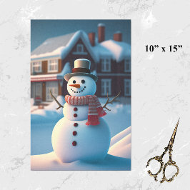 Papier Mousseline Illustration de la ville de Snowman Petite