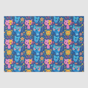 Papier Mousseline Illustration de l'ours en peluche mignonne Bleu En