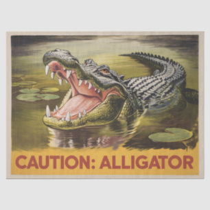 Papier Mousseline Illustration de mise en garde d'alligator découpag