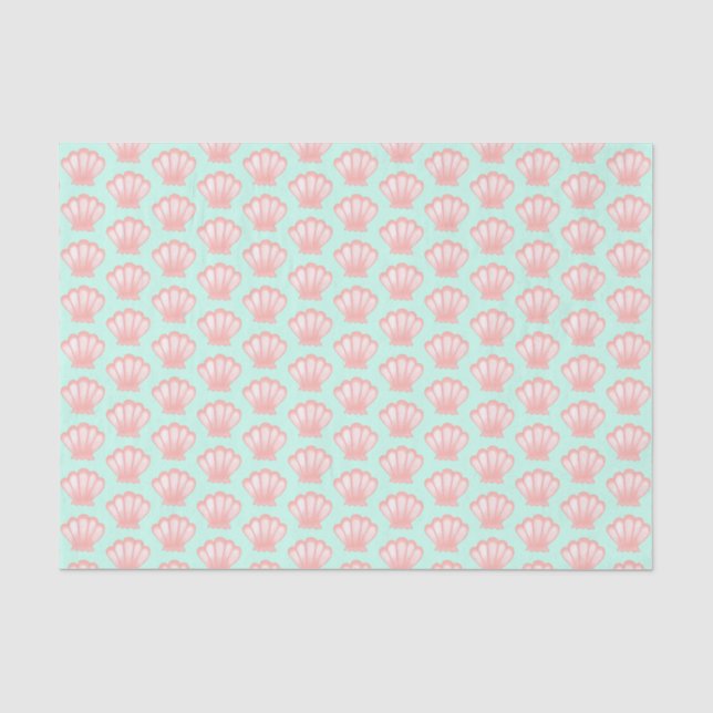 Papier Mousseline Illustration de Motif de coquillages roses à main  (Recto)