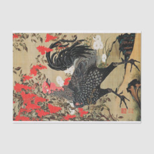 Papier Mousseline Illustration de Nandina et Rooster par Ito Jakuchu