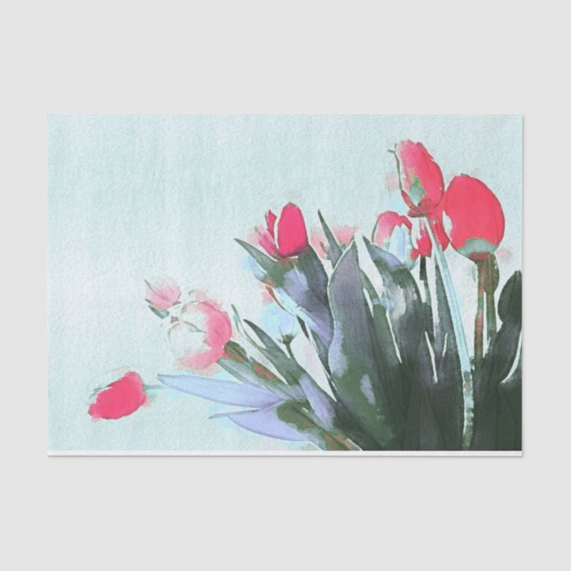Papier Mousseline Illustration de printemps des Tulipes d'aquarelle (Recto)