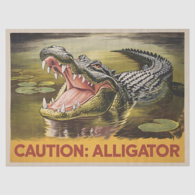Papier Mousseline Illustration de prudence Alligator Découpage Vinta (Recto)