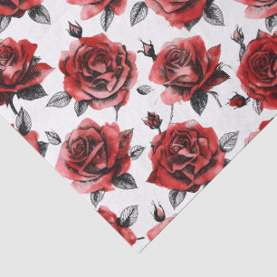 Papier Mousseline Illustration de style Saint-Valentin de roses roug