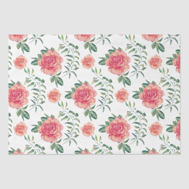 Papier Mousseline Illustration des aquarelles roses (Recto)