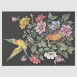 Papier Mousseline Illustration des fleurs et des oiseaux