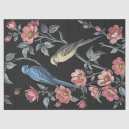 Papier Mousseline Illustration des fleurs et des oiseaux