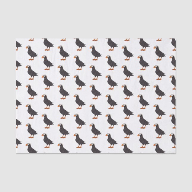 Papier Mousseline Illustration d'oiseau bouffon touffu (Recto)
