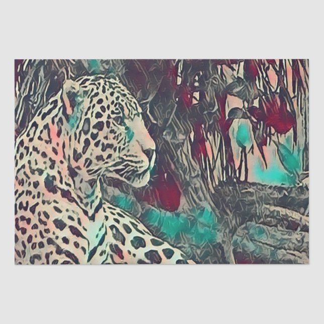 Papier Mousseline Illustration du Jaguar au repos puissant (Recto)