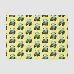 Papier Mousseline Illustration du joli joyeux tracteur agricole vert