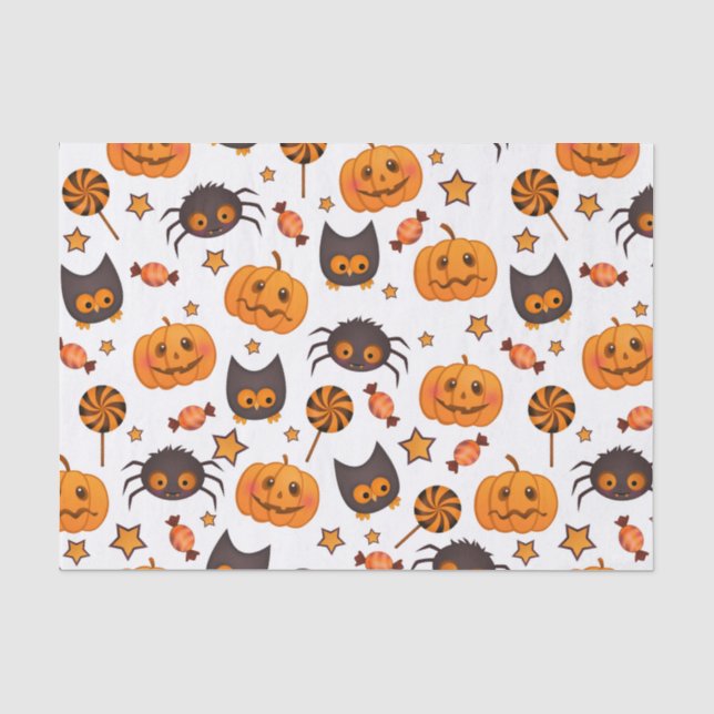Papier Mousseline Illustration du Motif d'Halloween mignon (Recto)