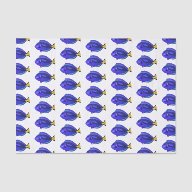 Papier Mousseline Illustration du poisson de la cuve bleue (Recto)