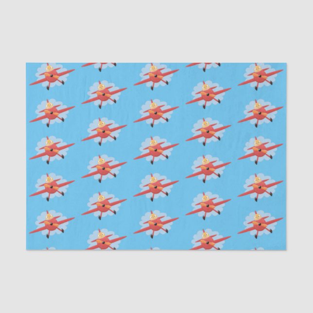 Papier Mousseline Illustration d'un avion rouge volant mignon (Recto)