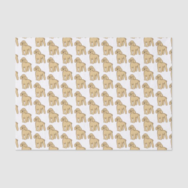Papier Mousseline Illustration d'un caniche brun joyeux (Recto)