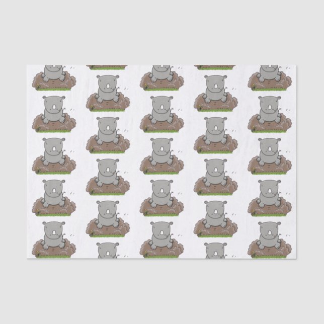 Papier Mousseline Illustration d'un petit rhinocéros (Recto)