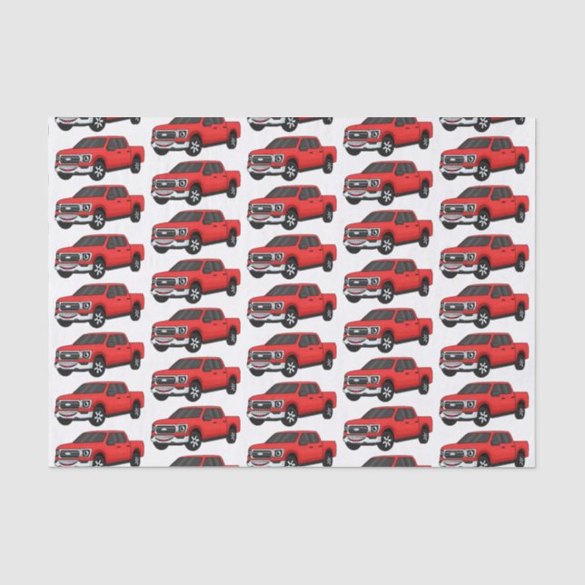 Papier Mousseline Illustration d'une camionnette rouge mou (Recto)