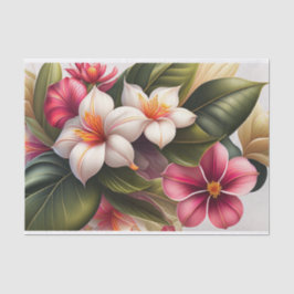 Papier Mousseline Illustration florale rouge tropical