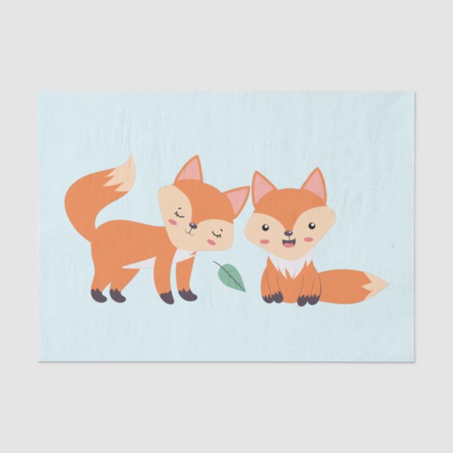 Papier Mousseline Illustration graphique des renards orange mignons (Recto)