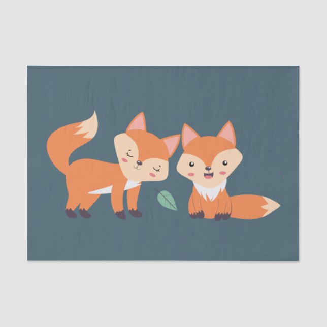 Papier Mousseline Illustration graphique des renards orange mignons (Recto)