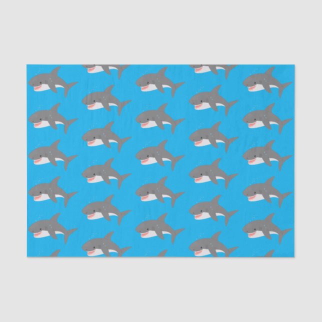 Papier Mousseline Illustration joyeuse du grand requin blanc (Recto)