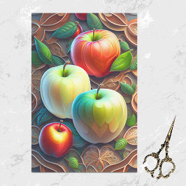 Papier Mousseline Illustration moderne des pommes rouges vertes