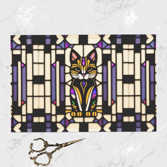 Papier Mousseline Illustration moderne en verre de chat orange (Créateur téléchargé)