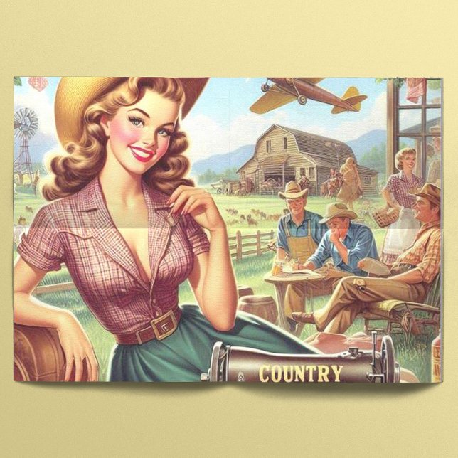 Papier Mousseline Illustration vintage Country Girl (Créateur téléchargé)