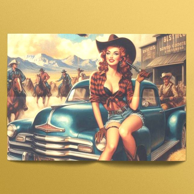 Papier Mousseline Illustration vintage Country Girl (Créateur téléchargé)