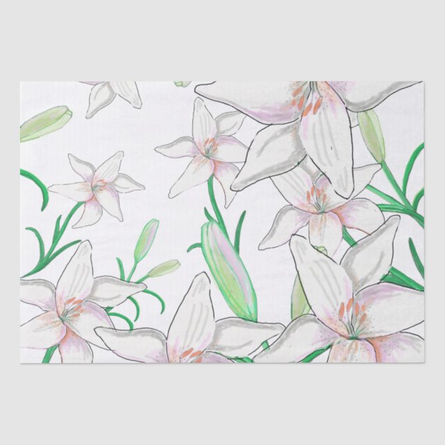 Papier Mousseline Illustration White Lily (Recto)