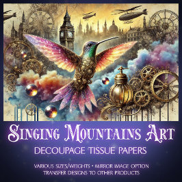 Papier Mousseline Imaginaire Colibri Steampunk paysage découpage