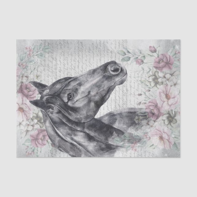 Papier Mousseline Imaginaire de découpage du cheval noir (Recto)