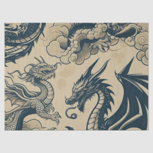 Papier Mousseline Imaginaire Dragons antiques