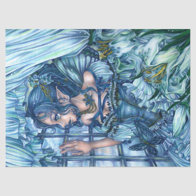Papier Mousseline Imaginaire Fairy Anime Girl Victorian Blue (Recto)