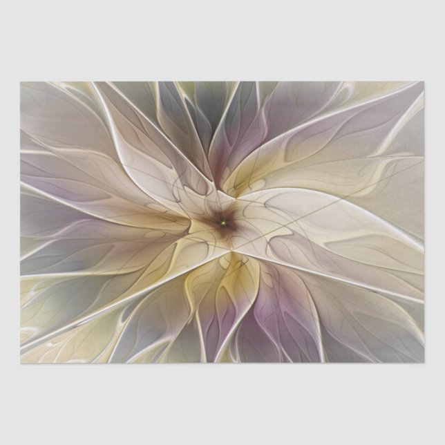 Papier Mousseline Imaginaire Floral Gold Eggplant Art Fractal Abstra (Recto)