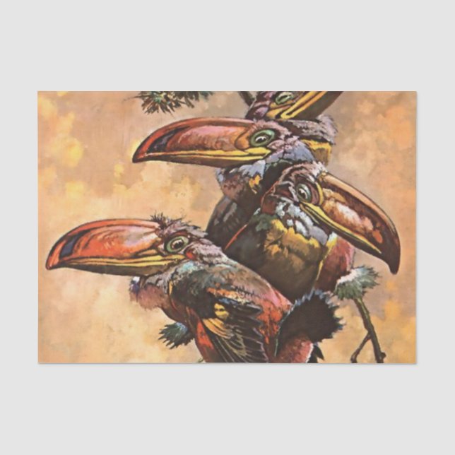 Papier Mousseline Imaginaire "Hornbill" Art de Harry Rountree (Recto)