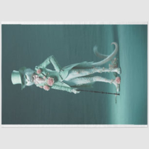 Papier Mousseline Imaginaire lunatique Fury Sage Green Chat Decoupag