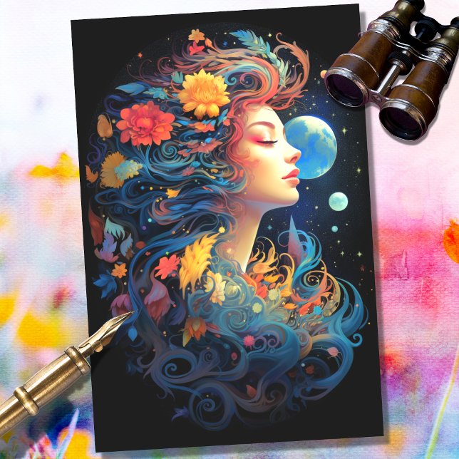 Papier Mousseline Imaginaire Lune Fille 1 Découpage papier (Créateur téléchargé)