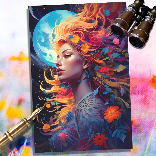 Papier Mousseline Imaginaire Lune Fille 4 Découpage papier (Créateur téléchargé)