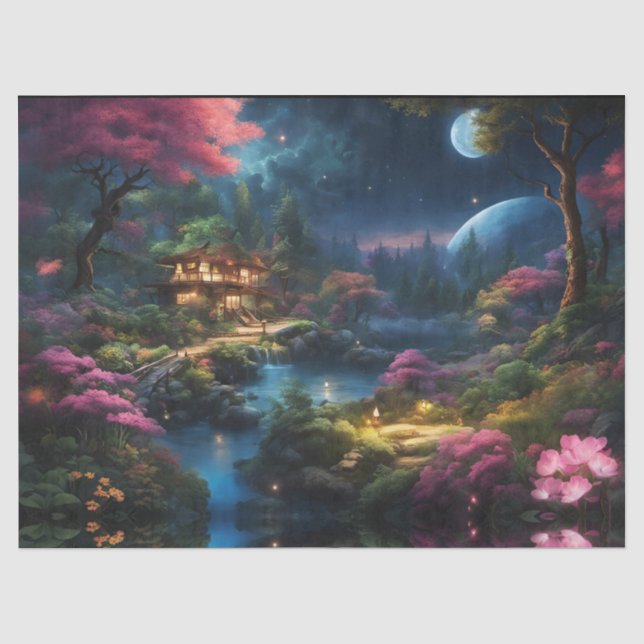 Papier Mousseline Imaginaire Maison et jardin (Recto)
