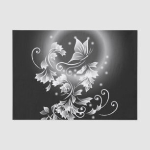 Papier Mousseline Imaginaire Papillon noir et blanc