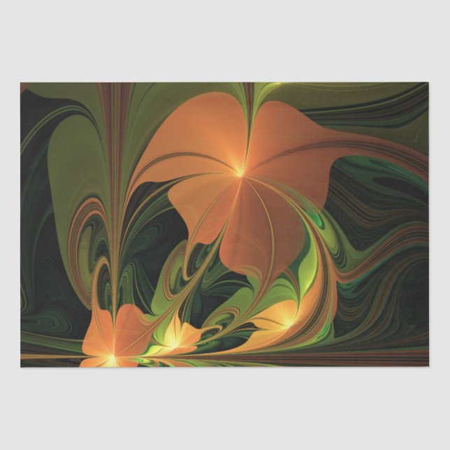 Papier Mousseline Imaginaire Plante Abstrait rouille verte Brown fra (Recto)