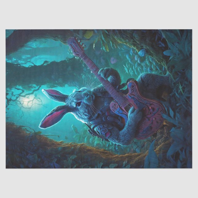 Papier Mousseline Imaginaire Rabbit Jouer de la guitare (Recto)